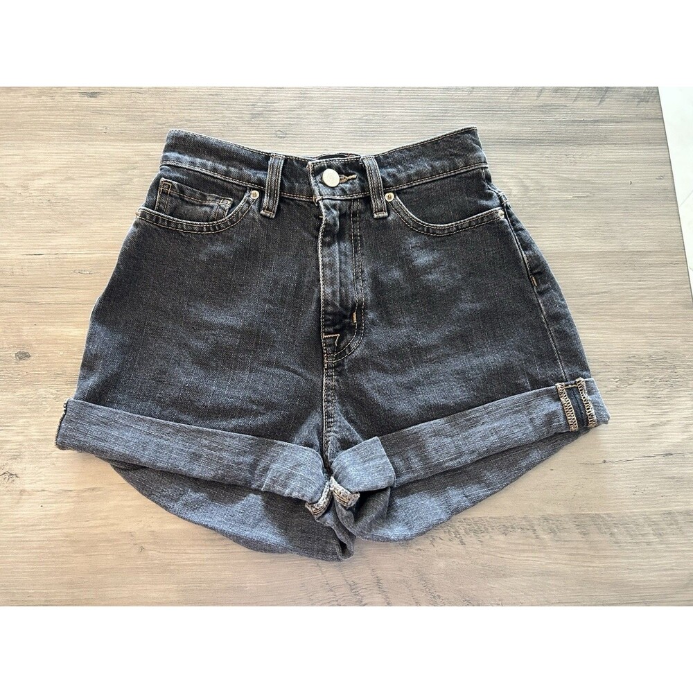 BDG Urban Outfitters Mom High-Rise Cuffed Denim Shorts in Black Women's 24